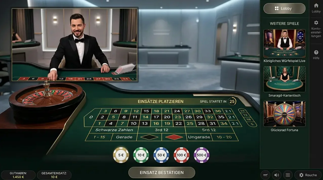 Live Casino Tische im 21